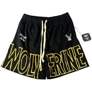 Civil Regime Marvel Wolverine Mesh Basketball Shorts Mens Small Black Yellow New